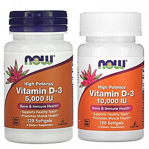 NOW Foods ������ D3 - �������� �����, 5,000 / 10,000 ���"�, 120 ������
