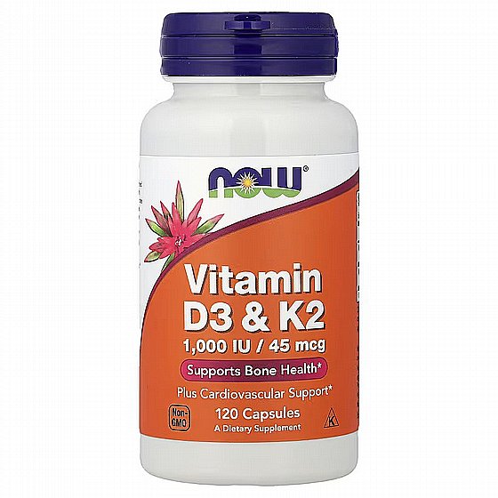 NOW Foods Vitamin D3 & K2 120 ������ | ������ D3 1000IU �� ������ K2 MK-4 45 ����